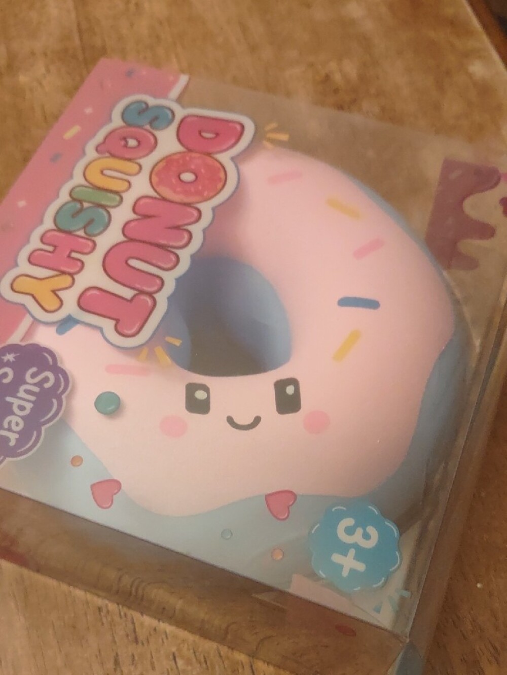 Donut Squishy Super Soft Pink and Blue Donut Squishy - Picture 3 of 3